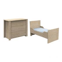 Sauthon - Lit bébé évolutif et commode 3 tiroirs Antonin Bois