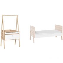 VOX - Lit bébé évolutif et Commode à langer évolutive Spot Blanc