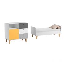 Lit bébé évolutif et Commode à langer Vox Concept Jaune