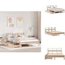 Lit bibliothèque sans matelas 135x190 cm bois de pin massif - Lit Bibliothèque - Lits Bibliothèques - Meuble De Chambre à Coucher - Lit