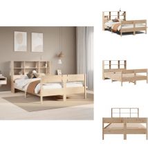 Lit bibliothèque sans matelas 140x190 cm bois de pin massif - Lit Bibliothèque - Lits Bibliothèque - Lit - Lit Double