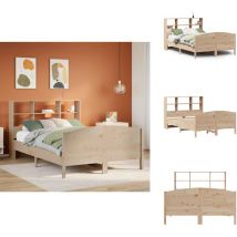 Lit bibliothèque sans matelas 140x190 cm bois de pin massif - Lit Bibliothèque - Lits Bibliothèque - Lit - Lit Double