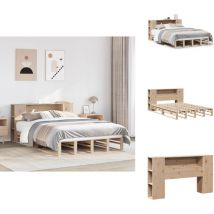 Lit bibliothèque sans matelas 140x190 cm bois massif - Lit Bibliothèque - Lits Bibliothèque - Lit - Lit Double