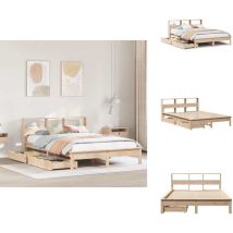 Lit bibliothèque sans matelas 150x200 cm bois massif de pin - Lit Bibliothèque - Lits Bibliothèques - Meuble De Chambre à Coucher - Lit