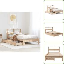 Lit bibliothèque sans matelas 90x190 cm bois de pin massif - Lit Bibliothèque - Lits Bibliothèques - Meuble De Chambre à Coucher - Lit