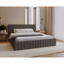 Lit double 180x200 Billo - Lit avec sommier, tête de lit - lit adulte - Gris Foncé (Anthology 18)