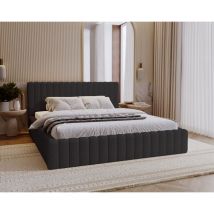 Lit double 160x200 Billo - Lit avec sommier, tête de lit - lit adulte - Noir (Anthology 19)