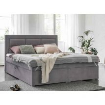 Deco In Paris - dakota - Lit boxspring 160x200 avec coffre de rangement en velours gris dakota