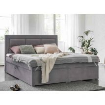 Deco In Paris - dakota - Lit boxspring 180x200 avec coffre de rangement en velours gris - dakota