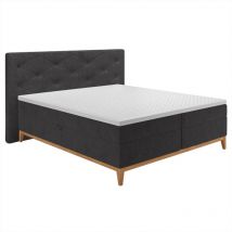 Lit boxspring 160x200 cm tissu anthracite + matelas et surmatelas- sky