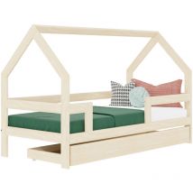 Petits-meubles - Lit cabane 90x190 sommier et tiroir inclus Safe - Bois
