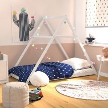 Lit cabane apache 90x190 + 1 sommier / Blanc/ 208x100x148