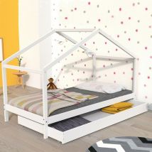 Les Tendances - Hüttenbett koala 90x190 + 1 Lattenrost + Schublade / Weiß/ 199x95x150