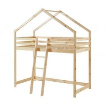 Laïba Kids - Lit Cabane Mezzanine Jardin Des Petits Dormeurs Beige 90x190