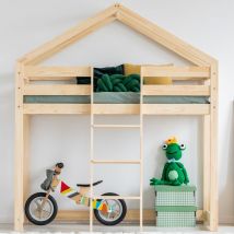 Petits-meubles - Lit cabane mi-hauteur 90x190 sommier inclus Jeanne Bois