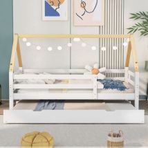 Jn.songs - Lit Cabane Enfant 90x200CM Lits d'enfant en Bois Massif Polyvalents