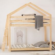 Muemue - Lit cabane superposé 90x190 sommier inclus Gaëlle Bois