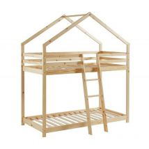 Laïba Kids - Lit Cabane Superposé Château des Anges Beige 90x190