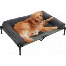 Bingo Paw - Lit Camp Chien Surélevé - Lit de Camp pour Chien Transat en Tissu Oxford avec Rebords et Couverture en Peluche l 90x70x18cm - xl