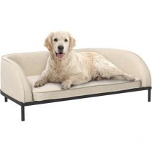 Canapé chien lit pour chien chat design contemporain dim. 101L x 62P x 34H cm coussin moelleux velours beige