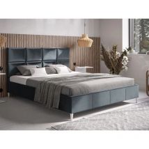 Graingold - Lit capitonné avec tête de lit 120x200 velours gris graphite Luxe