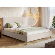 Lit capitonné avec tête de lit 180x200 chenille beige Grenada