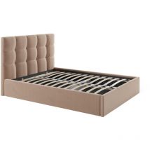 Lit coffre 140 x 190 cm - Velours - Beige - mirdal de Pascal Morabito