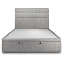 Lit coffre 140x200cm avec tête de lit lignes Bouclette Gris - Hauteur totale : 39cm