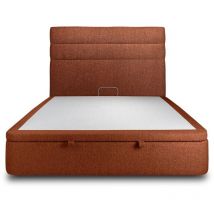 Lit coffre 160x200cm avec tête de lit lignes Bouclette Terracotta - Hauteur totale : 39cm