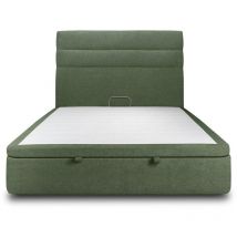 Lit coffre 180x200cm avec tête de lit lignes Tissu Vert - Hauteur totale : 39cm