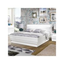 Lit coffre 160x200 cm Blanc Brillant à led - kiele - l 181 x l 201 x h 101 cm