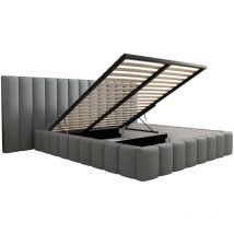 Petits-meubles - Lit coffre 160x200 sommier inclus Kira Gris