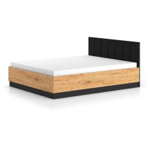 Petits-meubles - Lit coffre 160x200 sommier inclus Solal Bois et Noir