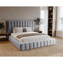 Lit coffre 180 x 200 avec Rangement Elise - Lit adulte, Tête de lit haute - litGris clair (Ikoo 19)