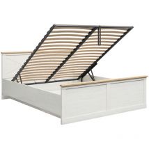 Petits-meubles - Lit coffre 180x200 sommier inclus Victoria Blanc et Bois