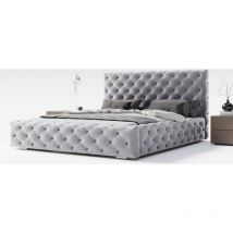 Lit coffre 140 x 200 Paris - Tête de lit Chesterfiled, tissu velours, lit avec rangement - lit adulte 140x200 Gris (Magic Velvet 2217)
