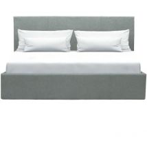 Les Tendances - Lit coffre adulte martin - Couchage 160x200 cm - Gris clair - Sommier a lattes - l 209 x p 166 x h 99 cm