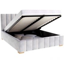 Lit Coffre Anton 160 x 200 cm avec sommier à lattes relevable Gris clair