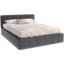 Lit coffre atlanta 140 x 190 cm avec sommier à lattes relevable Gris Foncé