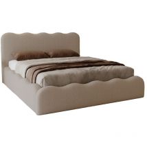 Lit coffre avec Rangement Wave, Lit double 160x200 cm, Lit bouclé Brun (Anthology 5)