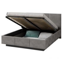 Lit coffre Aveiro 160 x 200 cm avec sommier à lattes relevable Gris Foncé