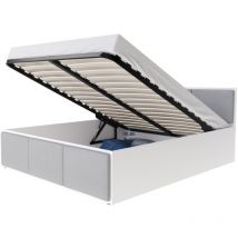 Lit coffre Barcelona 120 x 200 cm avec sommier à lattes relevable Blanc - Gris clair