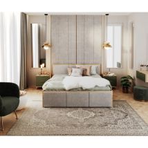 Lit coffre Barcelona 140 x 190 cm avec sommier à lattes relevable Chêne - Gris clair