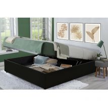 Sofareva - Lit Coffre Crown 140/190 Chocolat Rangement supplémentaire Simili cuir - chocolat