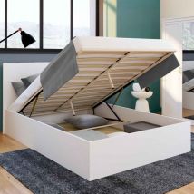 Letto matrimoniale SEASIDE con testiera e rete a doghe 160 x 200 cm bianco