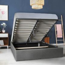 Lit coffre genoa 140x190 + 1 sommier / Gris foncé/ 206x149x31.5