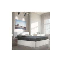Lit coffre madrid 140x200 + 1 sommier / Blanc/ 206x152x85
