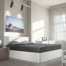 Lit coffre madrid 160x200 + 1 sommier / Blanc/ 206x172x85