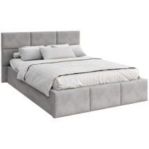 Lit coffre Miami 140 x 190 cm avec sommier à lattes relevable Gris Clair