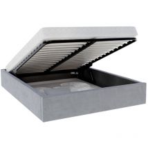 Lit coffre Orlane 160 x 200 cm avec sommier à lattes relevable Gris Clair